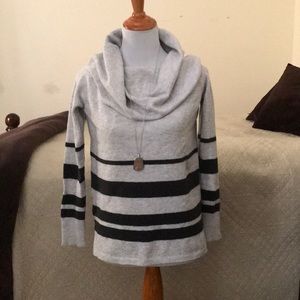 LOFT Cowl / Off Shoulder Striped Sweater - Small